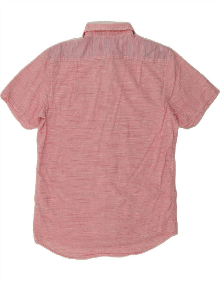 IZOD Mens Short Sleeve Shirt Medium Pink Pinstripe Cotton Vintage Izod and Second-Hand Izod from Messina Hembry 