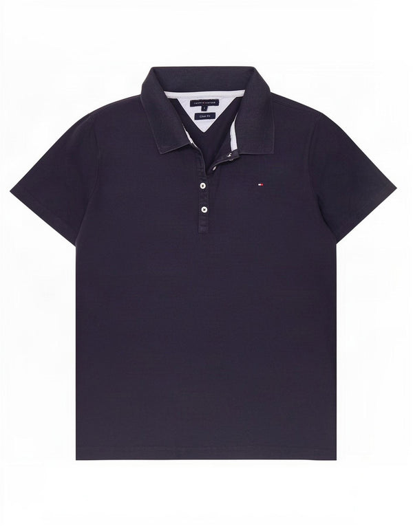 Damska koszulka polo Tommy Hilfiger o klasycznym kroju UK 16, duża, granatowa, bawełniana