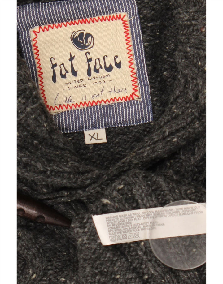 Męski sweter z szalowym dekoltem Fat Face XL Szary, wełniany nakrapiany