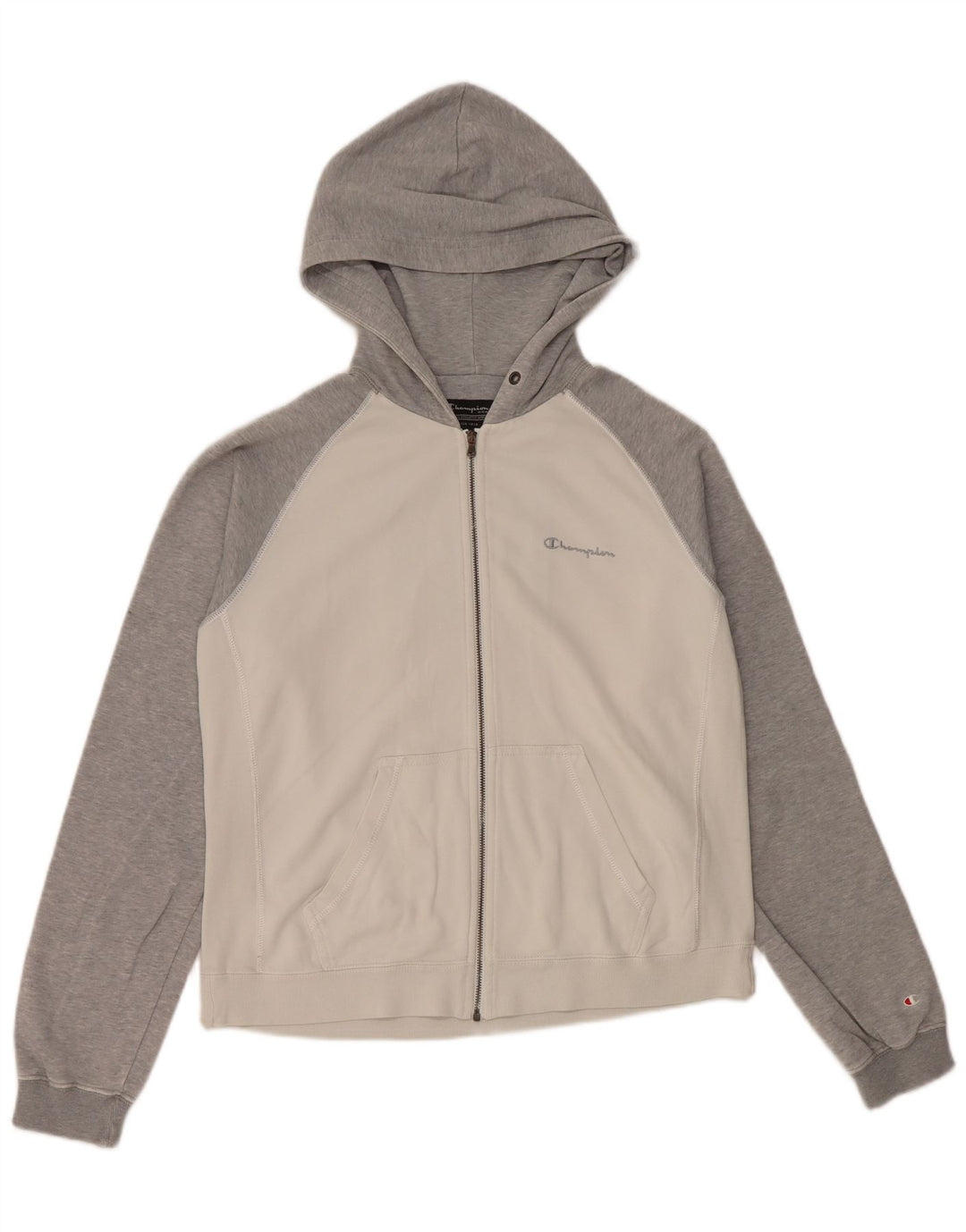 Damski sweter z kapturem i zamkiem CHAMPION UK 14, bawełna w kolorze średniej bieli