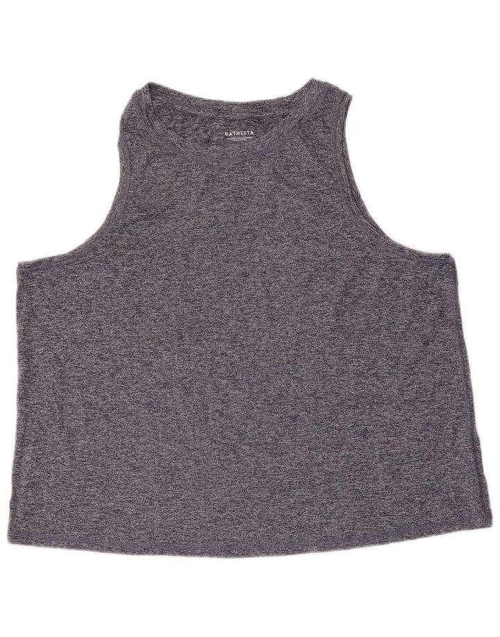 Damski top z krótkim rękawem ATHLETA UK 18 XL, granatowy, nakrapiany poliester
