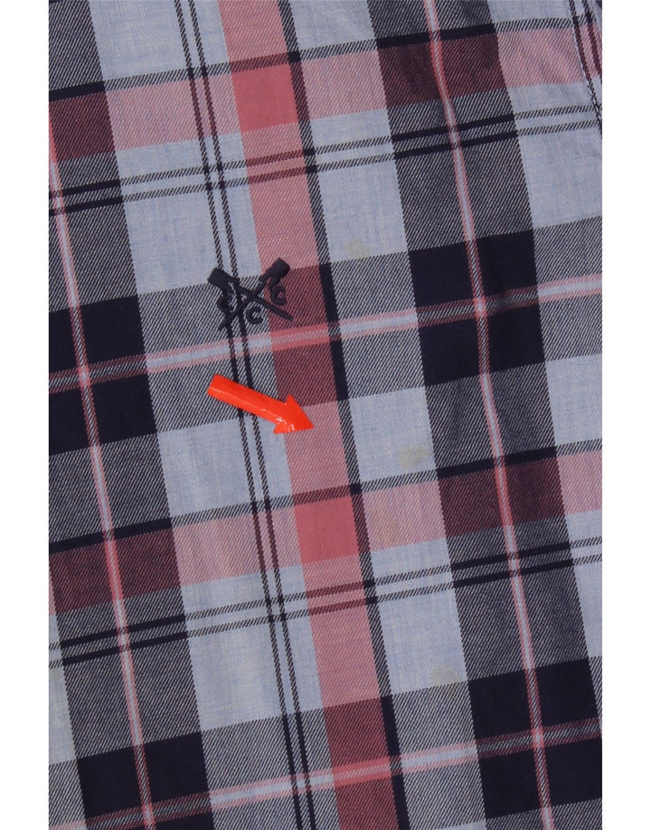 Crew Clothing Męska koszula flanelowa o dopasowanym kroju, bawełniana w średnią niebieską kratkę