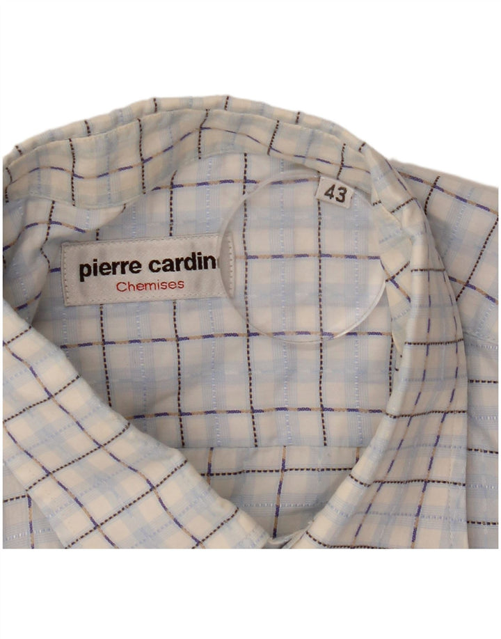 Męska koszula z krótkim rękawem Pierre Cardin, rozmiar 43, duża niebieska krata