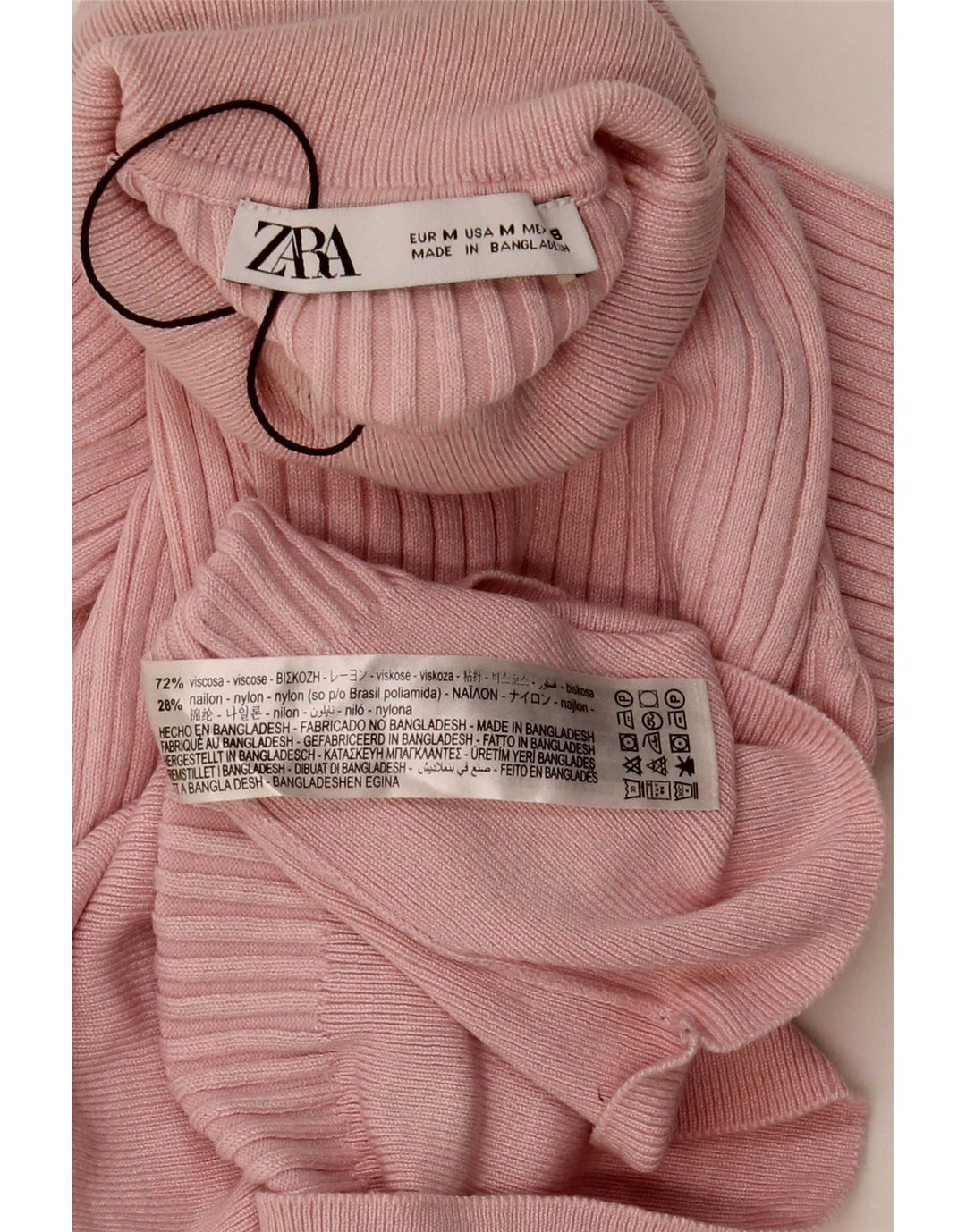 Damski krótki top Zara z wywijanym dekoltem UK 12, średni różowy wiskoza