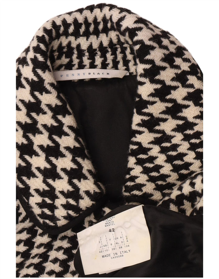 Penny Czarny damski płaszcz oversize UK 10 Small Black Wełniany pepitkę