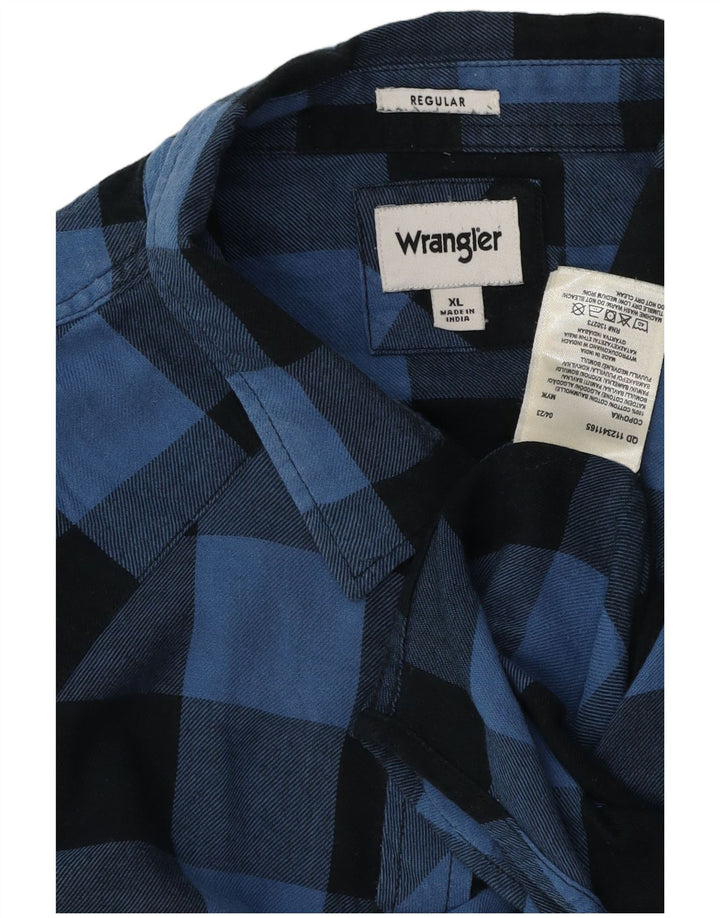 Wrangler Męska koszula flanelowa o regularnym kroju XL, niebieska bawełniana kratka