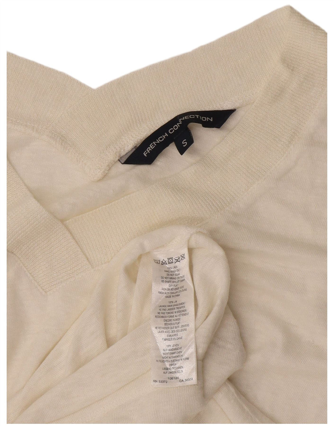 Damska krótka koszulka French Connection Top UK 10 Small Off White Linen