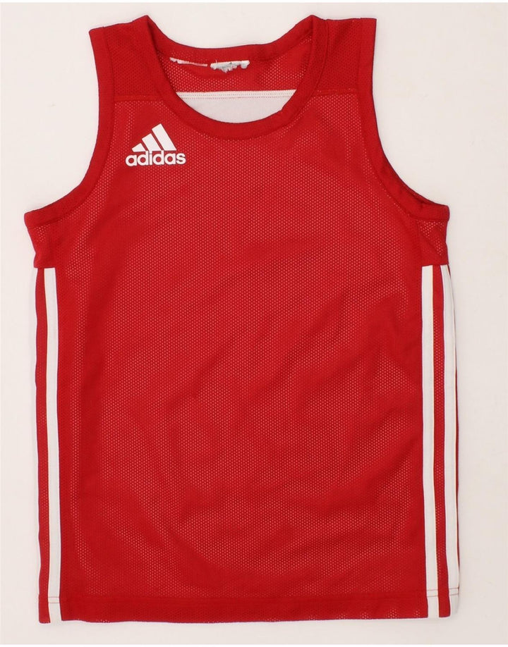 ADIDAS Boys Vest Top 10-11 Years  Red Vintage Adidas and Second-Hand Adidas from Messina Hembry 