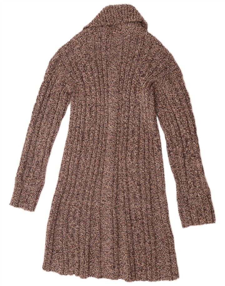 Sweter damski o przedłużonym kroju w stylu vintage, UK 14, średni brąz