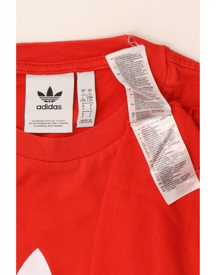 Męska koszulka z grafiką Adidas, duża, czerwona, bawełniana