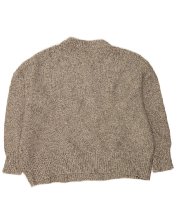 Damski sweter oversize z wycięciem pod szyją Zara UK 14 Średni szary nakrapiany