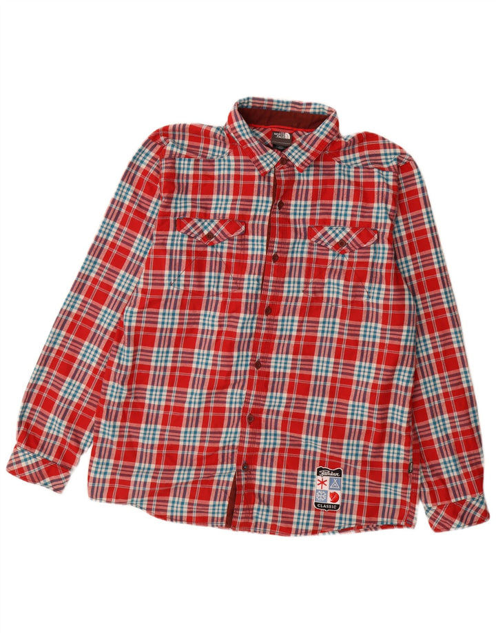 Męska koszula flanelowa The North Face, duża, czerwona, poliestrowa kratka
