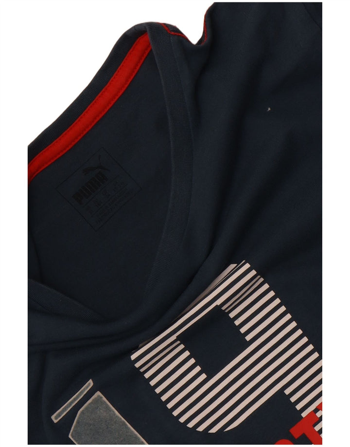 Chłopięcy T-shirt z grafiką Puma 13-14 lat, granatowy