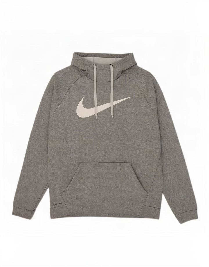 Męski sweter z kapturem Nike Dri Fit Graphic, duży, szary, poliestrowy