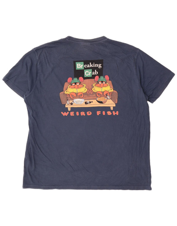Męska koszulka z grafiką Weird Fish, 2XL, granatowa, bawełniana