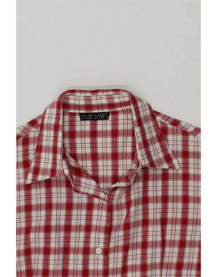 VINTAGE Womens Shirt UK 10 Small Red Check Cotton Vintage Vintage and Second-Hand Vintage from Messina Hembry 
