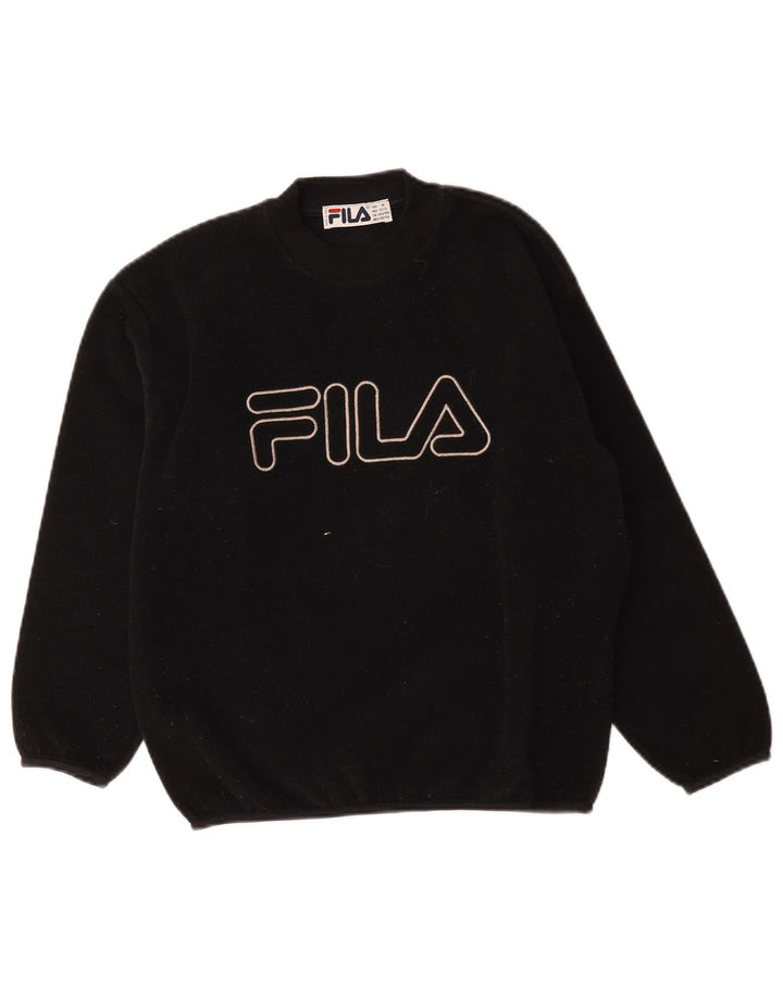 Chłopięcy sweter polarowy Fila z grafiką, 10-11 lat, czarny poliester