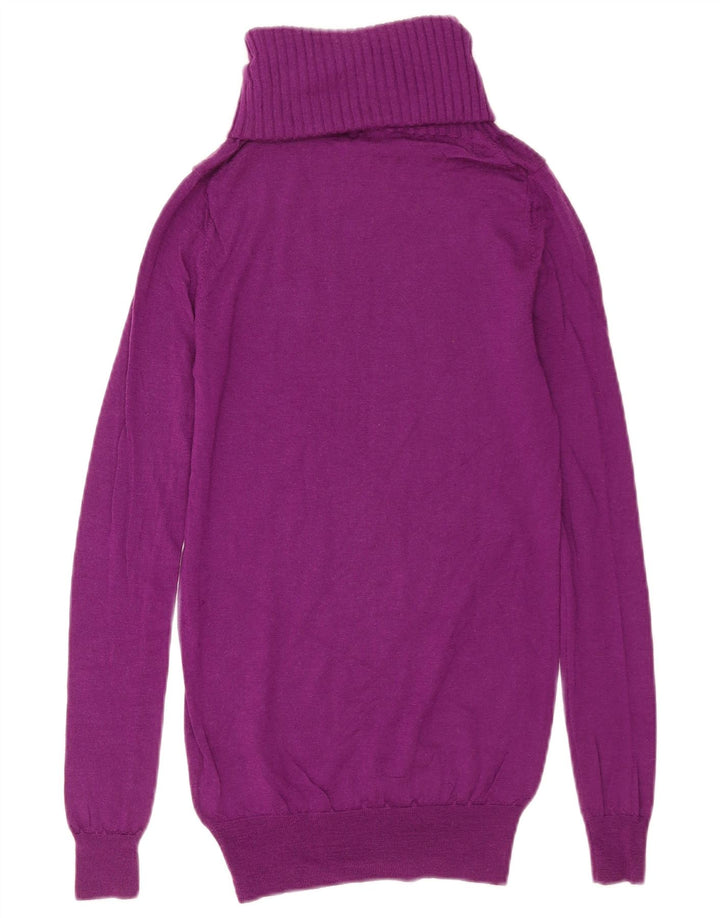 Damski sweter Calvin Klein z wywijanym dekoltem EU 42, duża fioletowa wełna