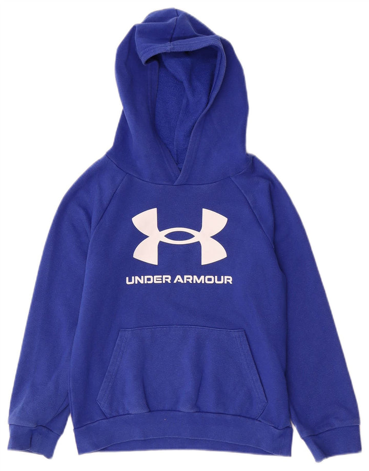 UNDER ARMOUR Chłopięcy sweter z kapturem i grafiką, 7-8 lat, mały, niebieski, bawełniany