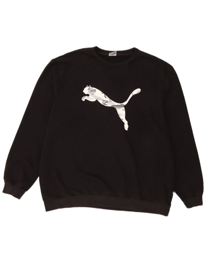Męski sweter z grafiką PUMA, 3XL, czarny, bawełniany