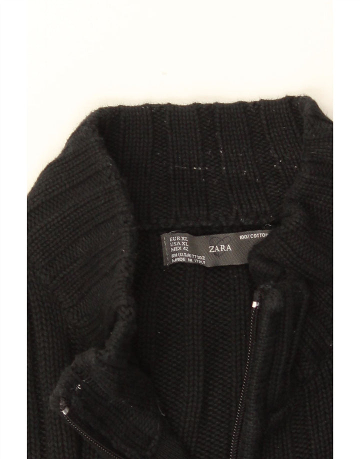 Męski sweter rozpinany ZARA XL, czarny, bawełniany
