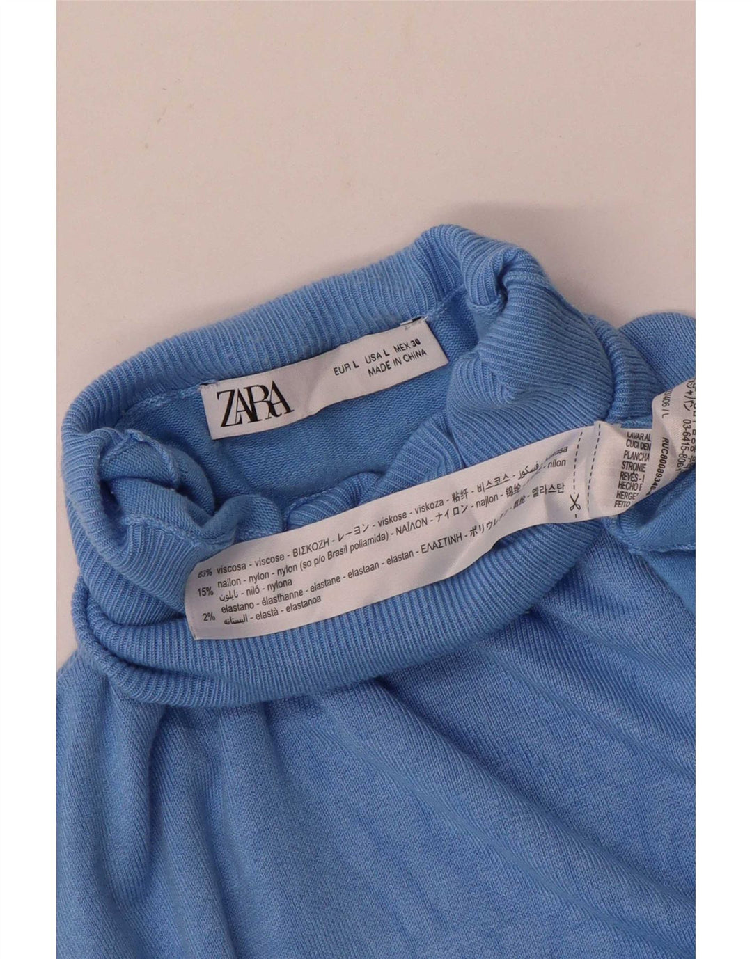 Damski sweter z golfem Zara UK 14, duży, niebieski, wiskoza