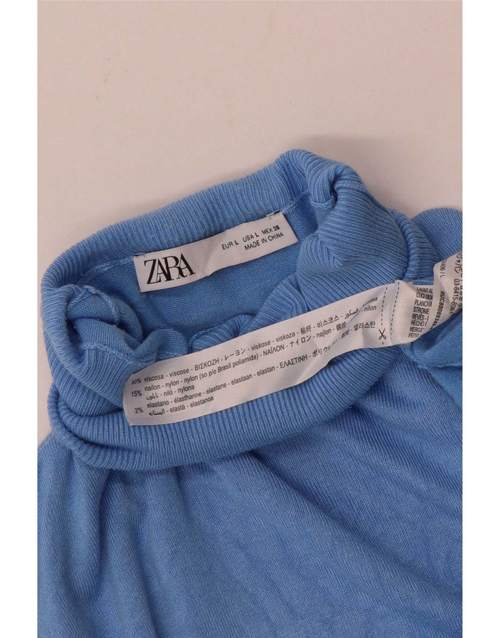 Damski sweter z golfem Zara UK 14, duży, niebieski, wiskoza