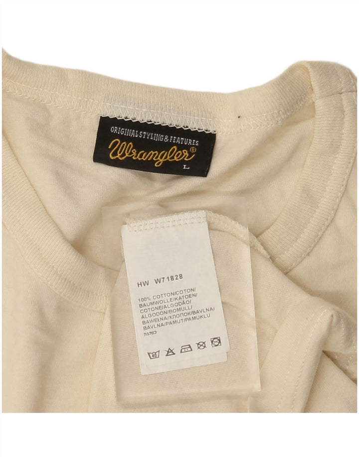 Wrangler Mens Graphic T-Shirt Top Large Off White Cotton