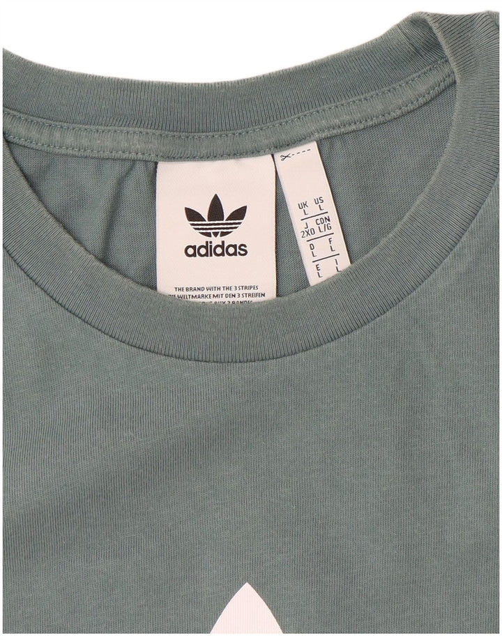 Męski T-shirt z grafiką ADIDAS, duży, niebieski