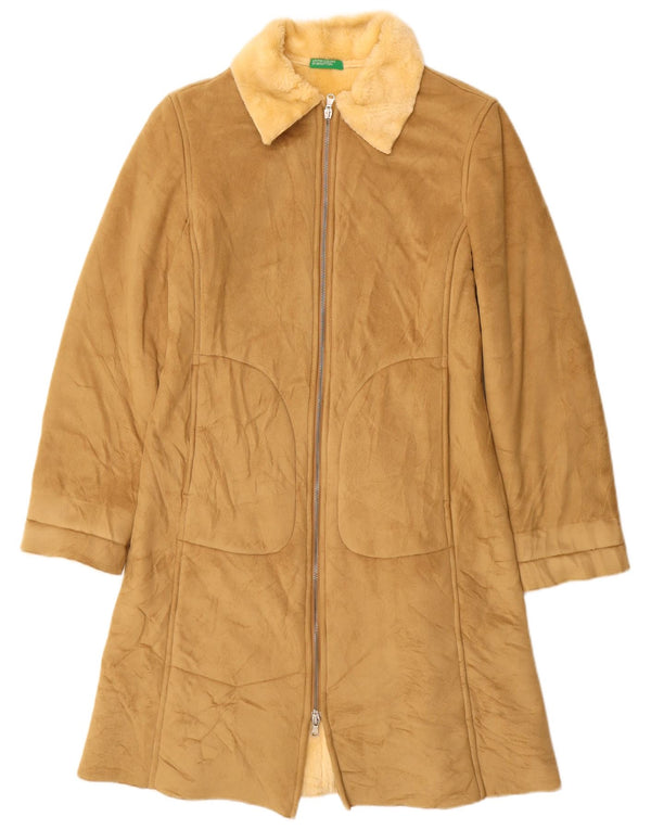 Płaszcz damski BENETTON Sherpa UK 10 Small Beżowy Modacryl