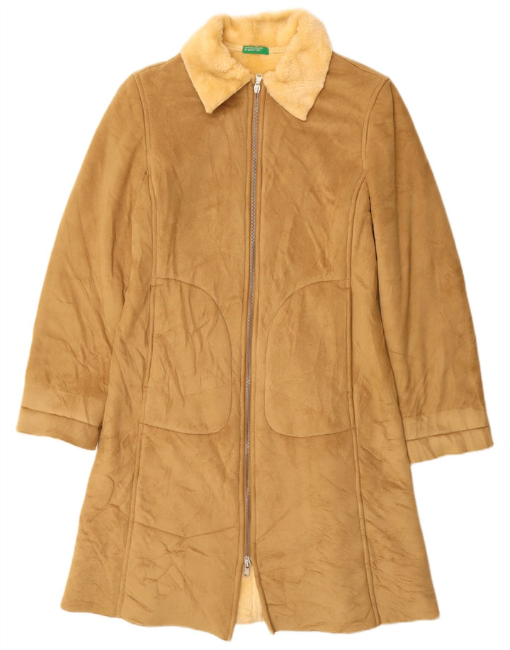 Płaszcz damski BENETTON Sherpa UK 10 Small Beżowy Modacryl