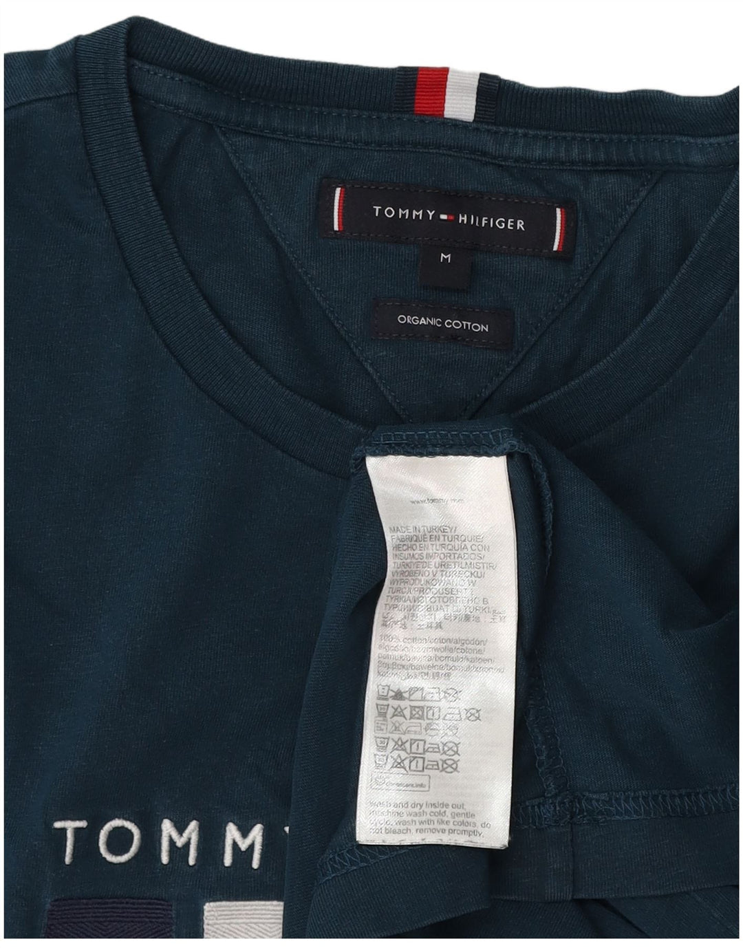Męska koszulka z grafiką TOMMY HILFIGER Top, średnia, granatowa, bawełniana