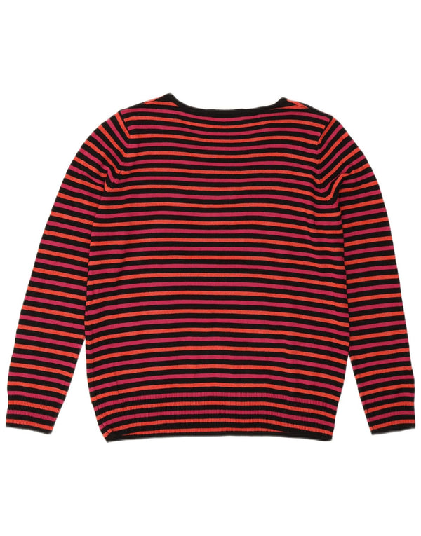 MARKS & SPENCER Damski sweter z dekoltem w łódkę UK 14, duże, różowe paski