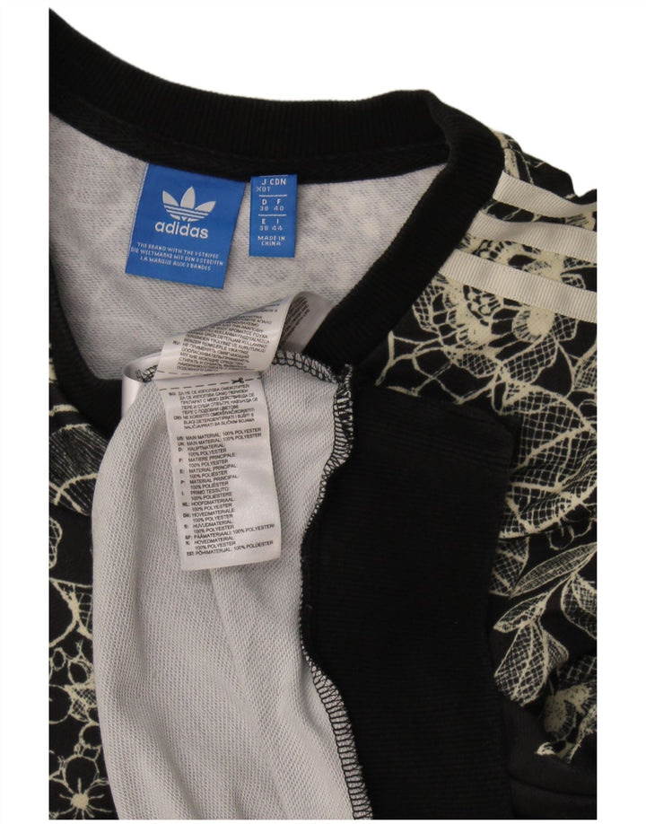 Damska bluza Adidas Jumper UK 12 Średni czarny kwiatowy poliester