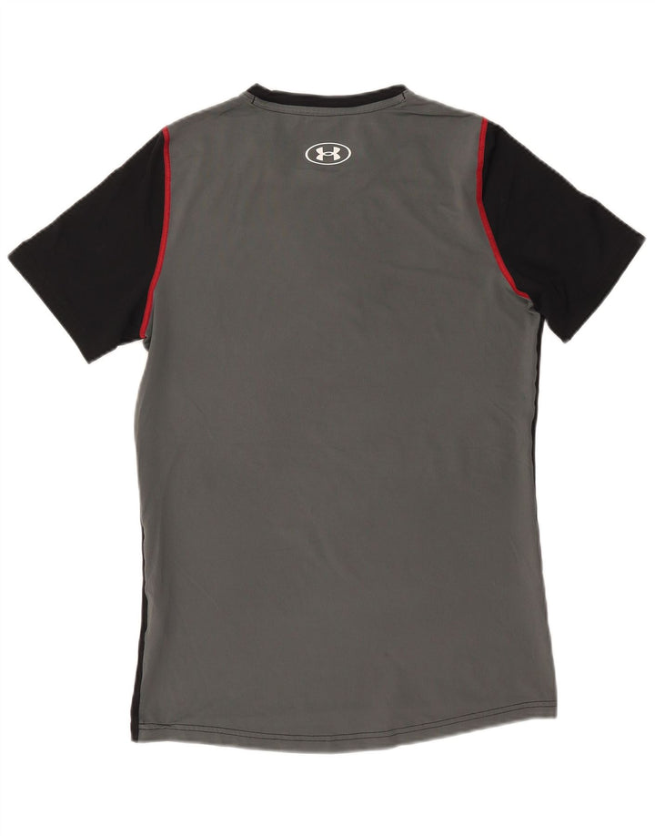 Under Armour Męski T-shirt Top, mały, czarny, z blokami kolorów, poliester