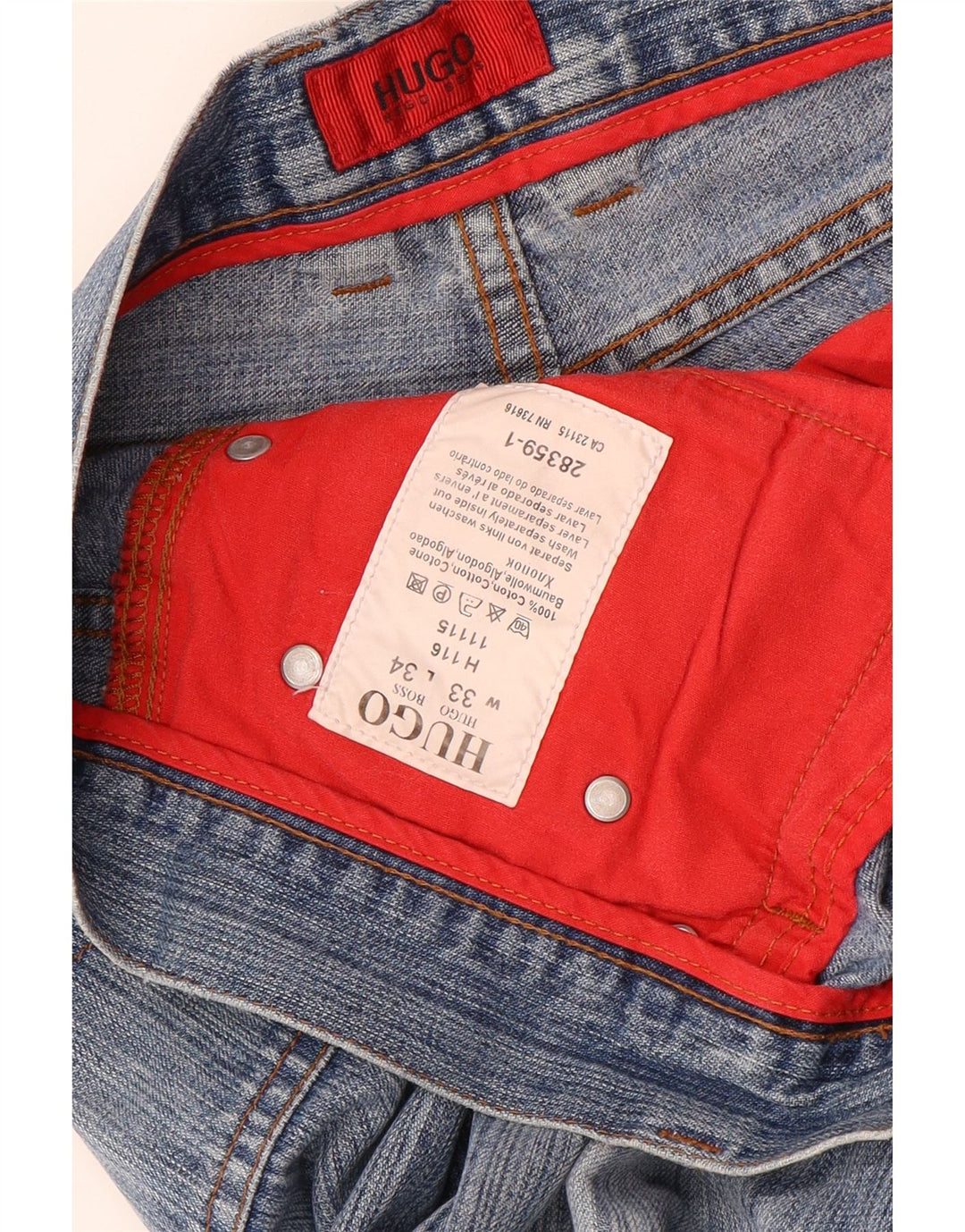 Męskie jeansy Bootcut HUGO BOSS W34 L30 Niebieskie bawełniane