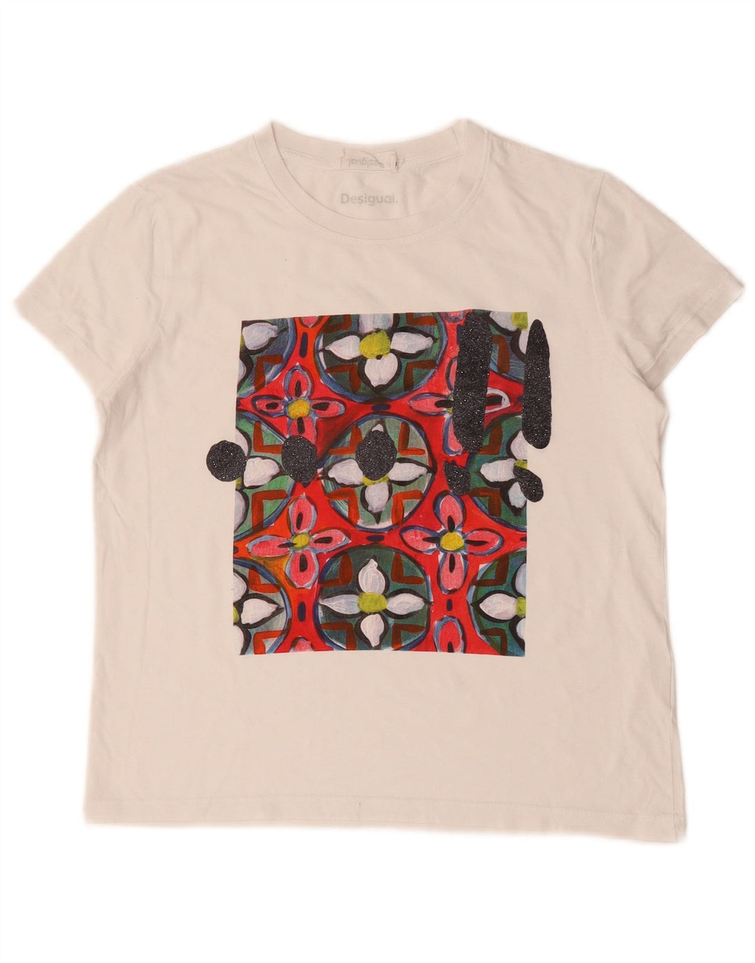 Damska koszulka graficzna Desigual Top UK 12 Medium White