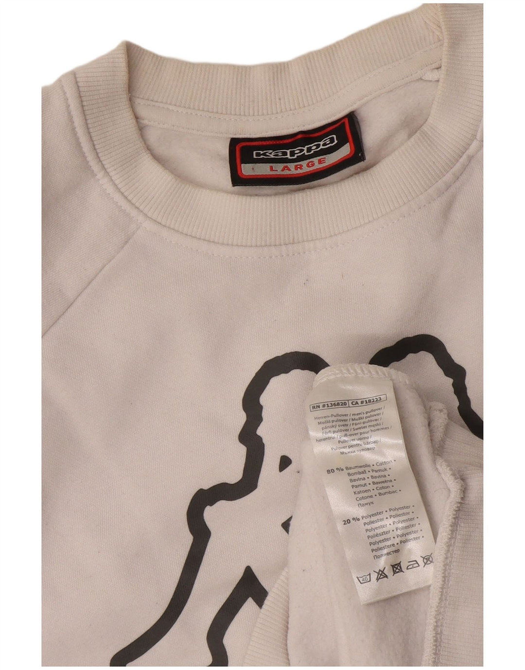 Męska bluza z grafiką Kappa, duża, biała, bawełniana