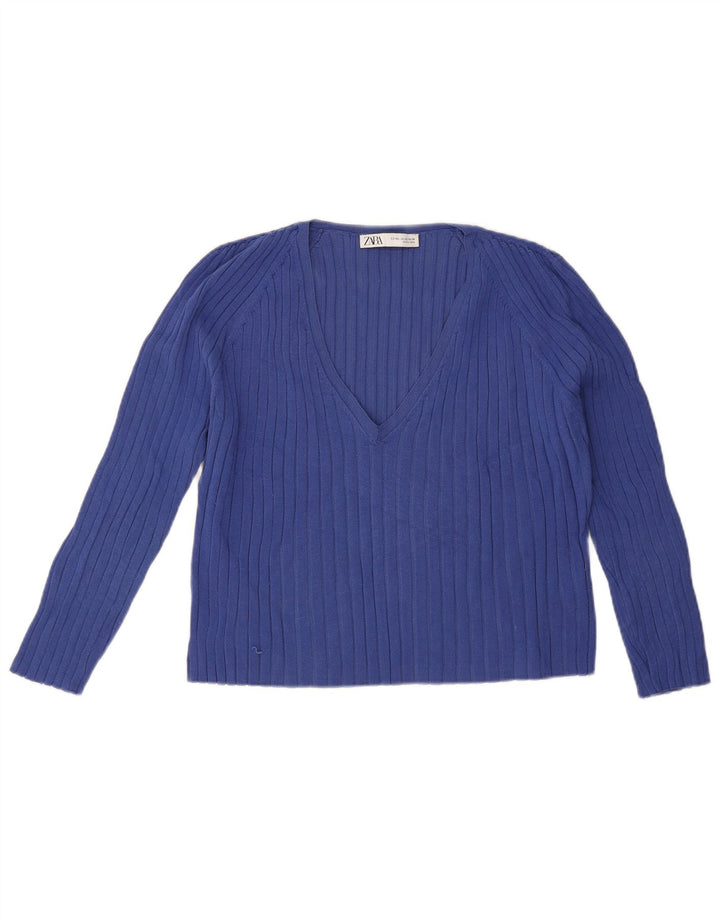 Top damski Zara z rękawem 3/4 UK 20 2XL niebieska wiskoza