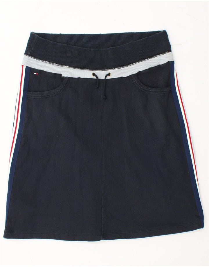 Damska spódnica w kształcie litery A TOMMY HILFIGER UK 14 Medium W30 Granatowa, w blokach kolorów