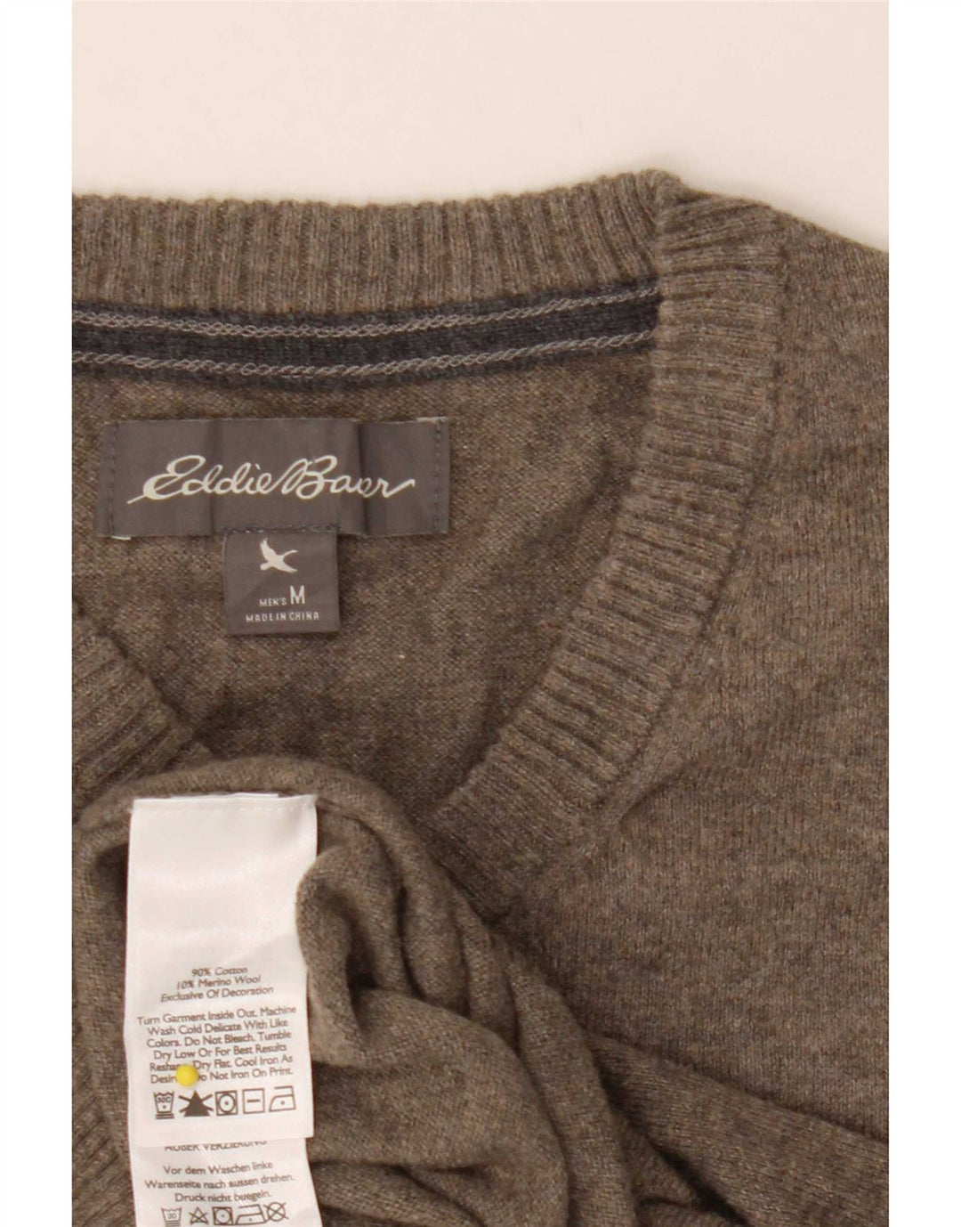 Męski sweter Eddie Bauer z dekoltem w kształcie litery V, średniej wielkości bawełna khaki