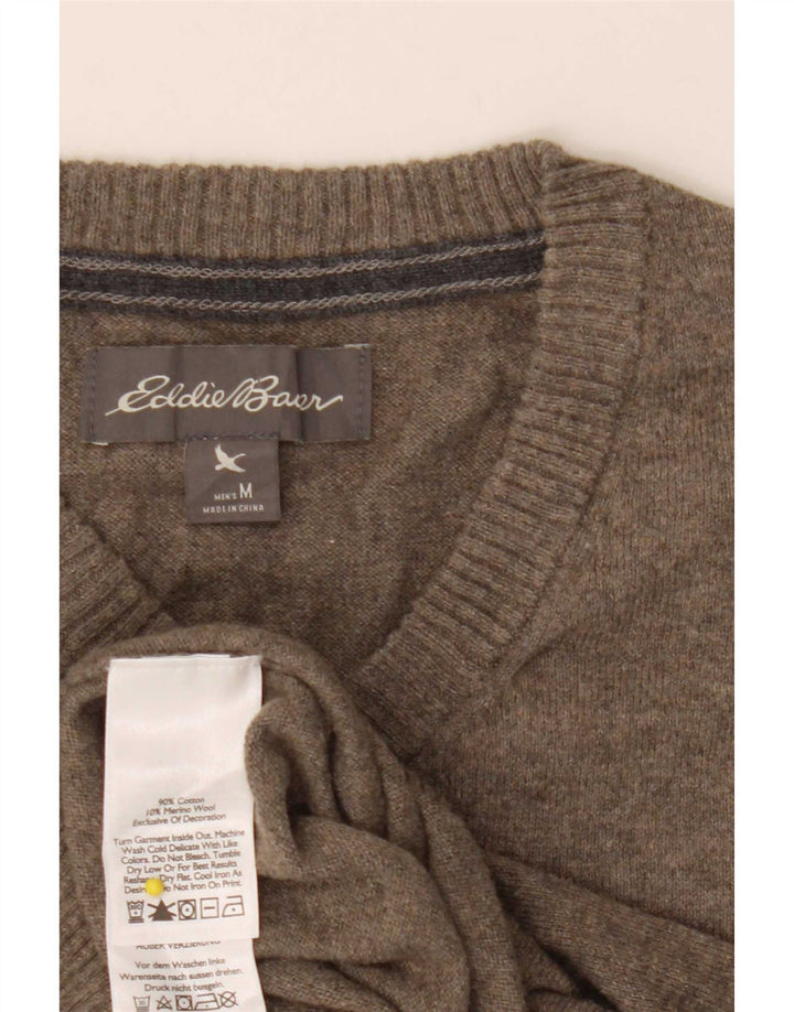 Męski sweter Eddie Bauer z dekoltem w kształcie litery V, średniej wielkości bawełna khaki