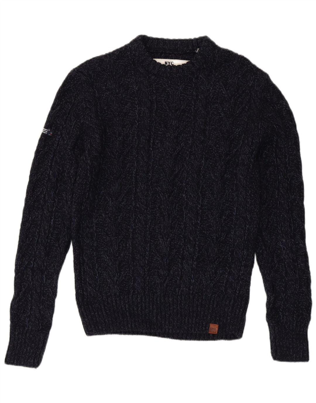Męski sweter Superdry z okrągłym dekoltem, duży, granatowy, akrylowy