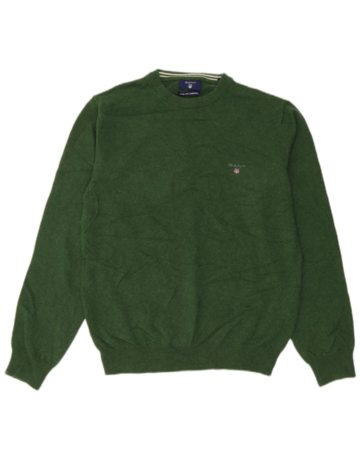 Damski sweter oversize Gant z okrągłym dekoltem, UK 10, mała, zielona wełna