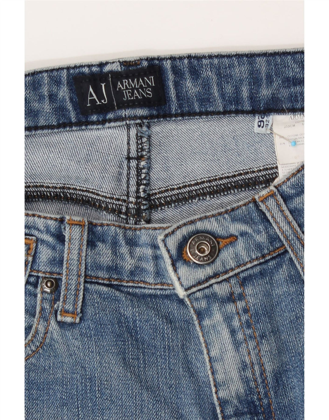 Damskie jeansy rozkloszowane Armani W26 L27 Niebieskie bawełniane