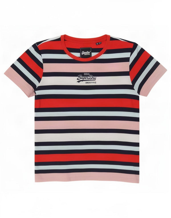 Damska koszulka z grafiką Superdry Top UK 12, średnie, wielokolorowe paski