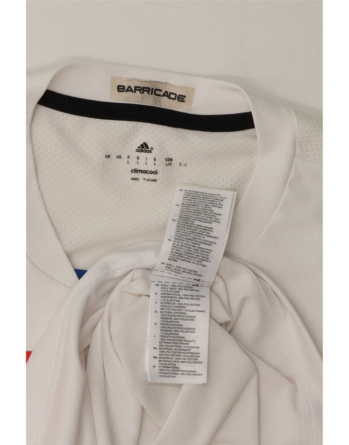 Męska koszulka Adidas Climacool z grafiką, duża, biała, z blokami kolorów, poliestrowa