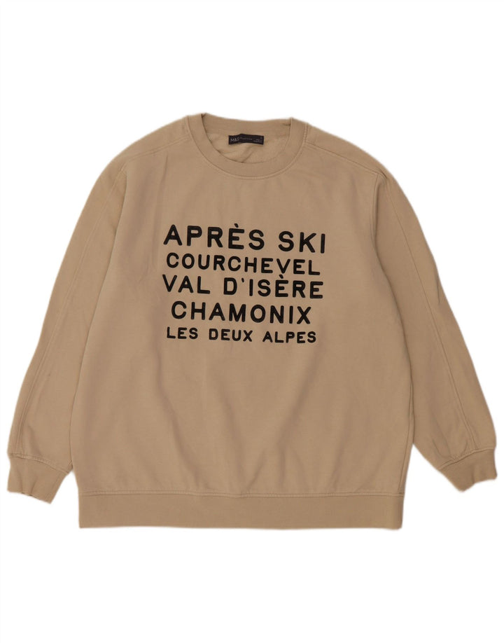 Marks & Spencer Męski sweter z grafiką, średnio beżowy, bawełniany
