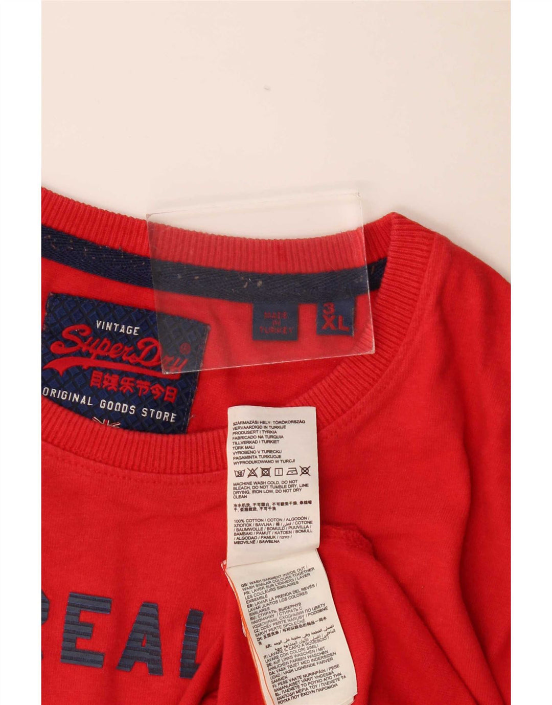 Męski top graficzny Superdry z długim rękawem 3XL, czerwony, bawełniany, nowoczesny