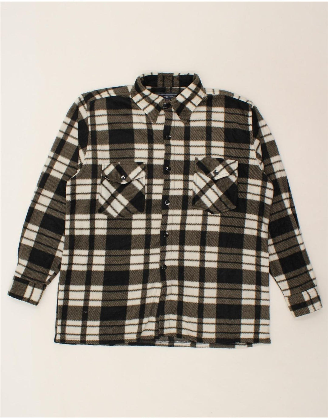 VINTAGE Mens Fleece Shirt XL Black Check Cotton Vintage Vintage and Second-Hand Vintage from Messina Hembry 